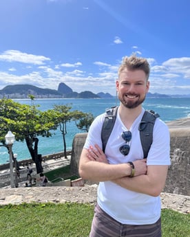 Nathan in Brazil at the beach.