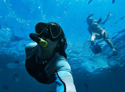 Olivia snorkeling in Australia.