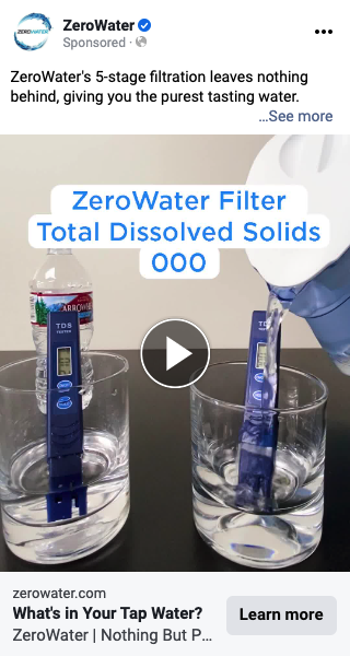 zerowater facebook ad creative